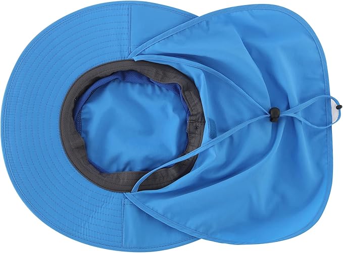 Home Prefer Outdoor UPF50+ Mesh Sun Hat Wide Brim Fishing Hat with Neck Flap Sun Hat for Men Women