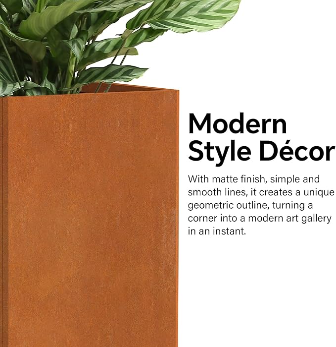 26 Inch Flower Pots - Tall Planter for Indoor or Outdoor Patio/Porch, All-Weather with Removable Insert Shelf | Modern Design for Plants, Flowers, Garden