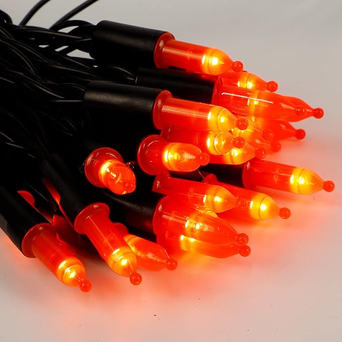 WATERGLIDE 50 LED Outdoor Halloween Lights, 16 FT Mini String Light with 8 Modes, Waterproof Battery Operated Tree Lights for Indoor Outdoor Patio Garden Party Wedding Decoration, Orange