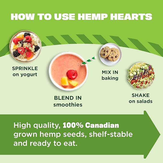 Manitoba Harvest Organic Hemp Seeds, 7oz, 10g Plant Based Protein and 12g Omega 3 & 6 per Srv, smoothies, yogurt & salad, Non-GMO, Vegan, Keto, Paleo, Gluten Free