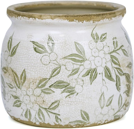 Ceramic Pot for Planter, Vintage Flower Pot with Drainage Holes, 6.29 inch Ice Crack Glazed Indoor Planters Pot (Vintage)