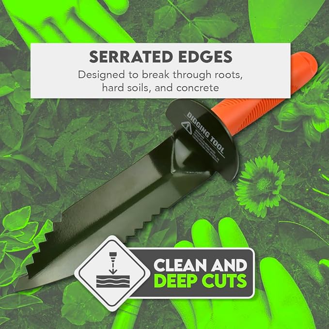 SE Prospector's Serrated Edge Digger Compact Shovel Trowel for Gardening, Metal or Gold Prospecting and Detecting - Includes Carrying Sheath