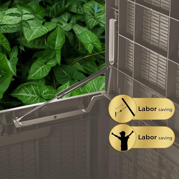 TARKARI 100 Gallon Lockable Resin Deck Box, Waterproof & UV-Resistant Outdoor Storage Box for Outdoor Cushion Storage, Garden Tools & Pool Accessories Storage, Gray