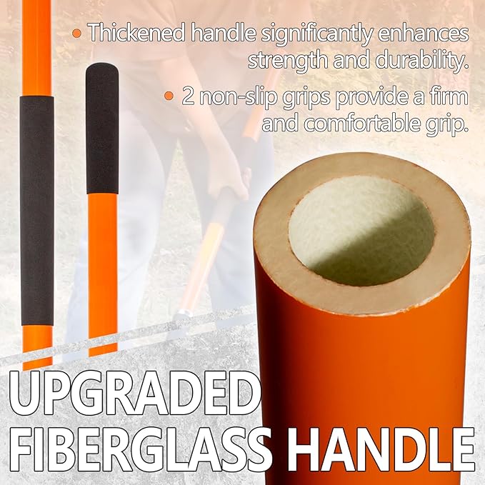 VNIMTI Heavy Duty Shovel with Fiberglass Handle for Digging and Gardening, Metal, 58 Inches