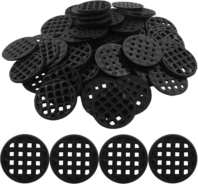 100pcs Plant Drainage Mesh Pads - 1 Inch Round Plastic Grid Mat, Breathable Soil Guard for Potted Plants, Bonsai (Black)