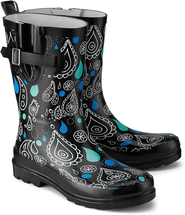 HISEA Rubber Rain Boots for Women Waterproof Garden Mud Boots