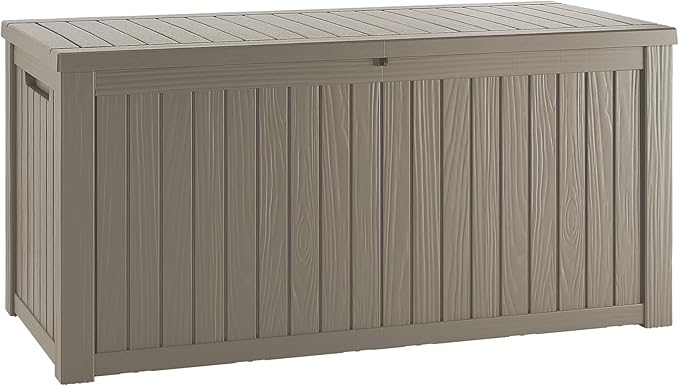 TARKARI 200 Gallon Lockable Resin Deck Box, Waterproof & UV-Resistant Outdoor Storage Box for Outdoor Cushion Storage, Garden Tools & Pool Accessories Storage, Gray