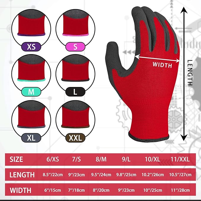 Ultra-Thin PU Coated Work Gloves 12 Pairs Breathable High Dexterity Gardening Warehouse Assembly Precision Tasks