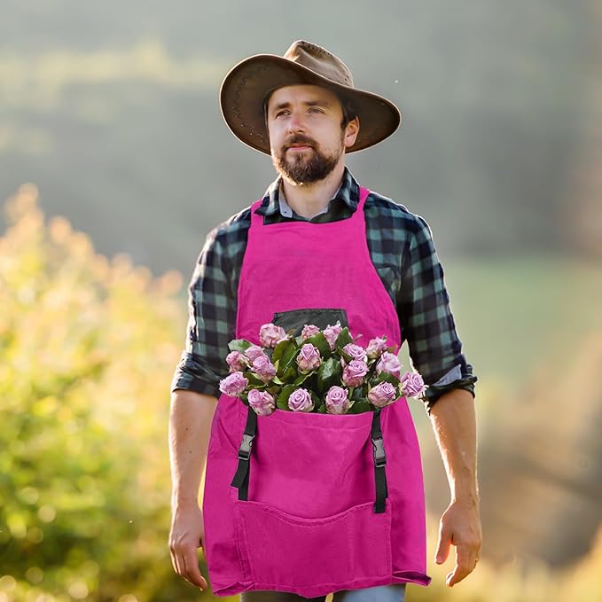 Gardening Apron, Garden Apron with Quick Release Pockets,Water Resistant Oxford with Adjustment Cross Strap,Farm Work