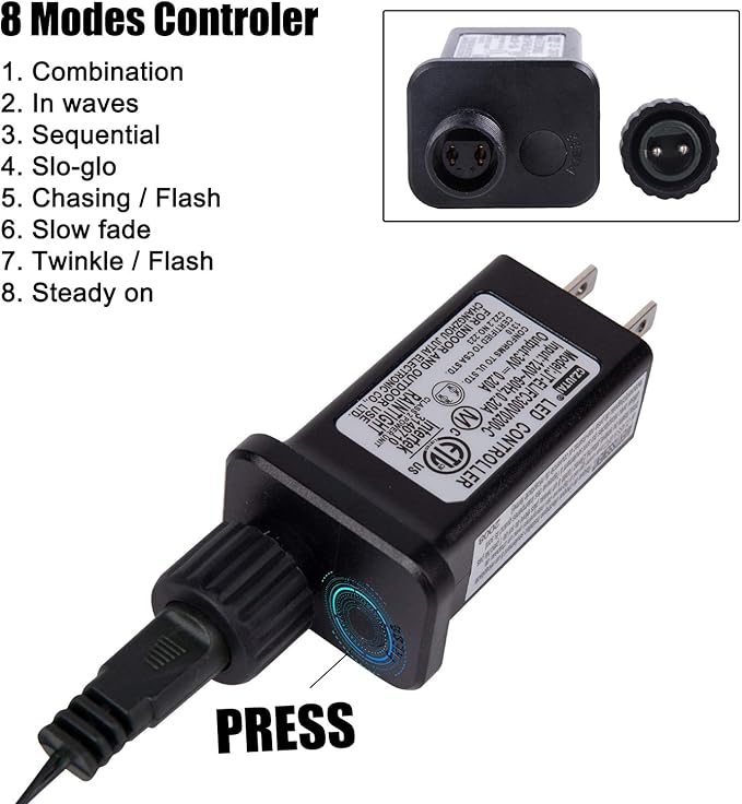 LED Christmas Mini Lights, 75 Feet 200 LED Clear Bulbs String Lights with 8 Light Modes, Connectable Fairy Lights Plug in for Outdoor Xmas Trees Garland Wreath Holiday Decorations, Warm White