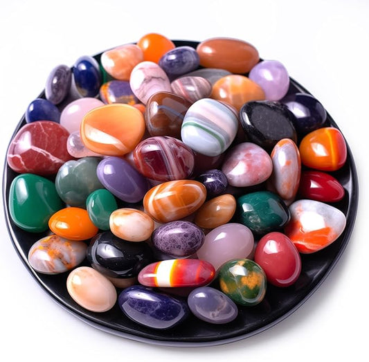 Polished Multicolor Healing Crystal Stone Set – 24 Types of 0.6" Handpicked Tumbled Stones for Healing, Reiki, Meditation, Crafting, Home Decor, Ethically Sourced, Mixed Crystals-0.6"