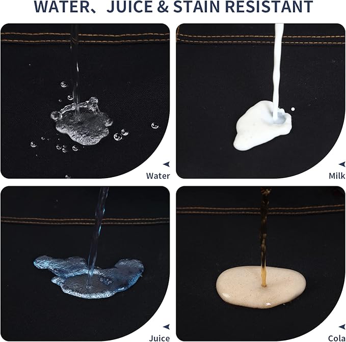 Genixart Chef Apron for Men Women with Pockets, Canvas Aprons for Kitchen Cooking, Artist Painting, Work Apron for Server (Black, 6 Pack)