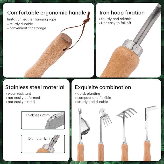 Hand Weeder Tool, 4 Pack Weed Puller Tool, Garden Stainless Steel Weeder Tool Hand Weeder Tool, Multi-Purpose Weed Remover Tool Weeding Tools for Garden Lawn Edger and Driveway