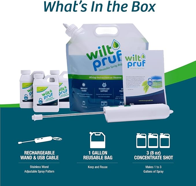 Wilt-Pruf® 1 Gallon Rechargeable Sprayer Kit | Easy to Use | Year Round Plant Protection | No Spray Tanks or Pumping | Compact and Powerful | Easy Refill Shots