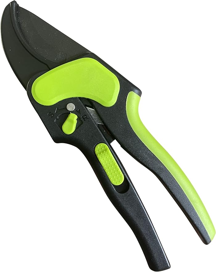 GARDEN GURU 2 in 1 Ratchet Pruning Shears Clippers – 4X Cutting Power – Ratcheting Garden Anvil Pruners Scissors - Ergonomic Grip - Makes Tough Cuts Easy - Great for Seniors & Arthritic Hands
