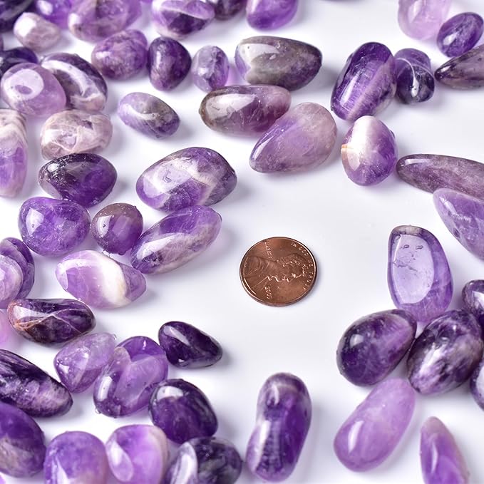 Polished Amethyst Crystals - 0.5" 10 oz Handpicked Natural Tumbled Gemstones Rocks, Pebbles for Reiki, Chakra, Healing Home Decor