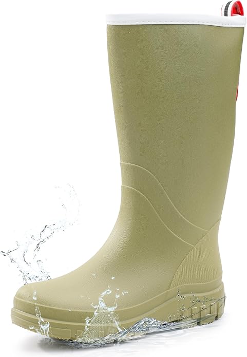 Women's Ankle Rain Boots - Slip On Waterproof Festival & Garden Shoes for Men - Comfortable Lightweight Rubber Wellies with Decorative Buckle