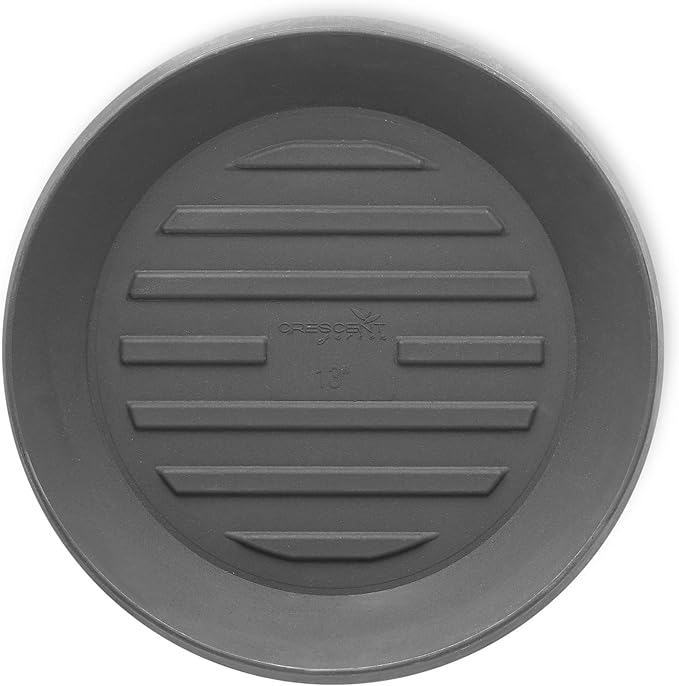 Crescent Garden Universal Round Planter Saucer – Heavy-Duty Plastic Drainage Tray for Indoor & Outdoor Use – Fits Pots with 8" Base (11" Total Outer Diameter) - Slate Grey
