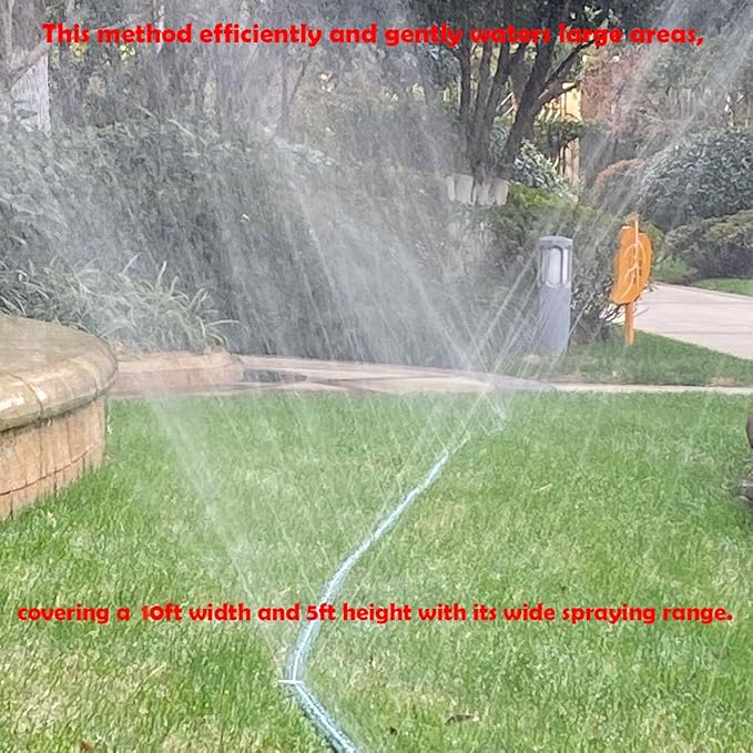 Watoo 2025 Sprinkler Hose & Soaker Hose for Yard - 25 FT Reinforced Flat Garden Hose with Holes, Heavy Duty No-Kink Lawn Irrigation Hose (Includes Stakes, High Pressure Spray)