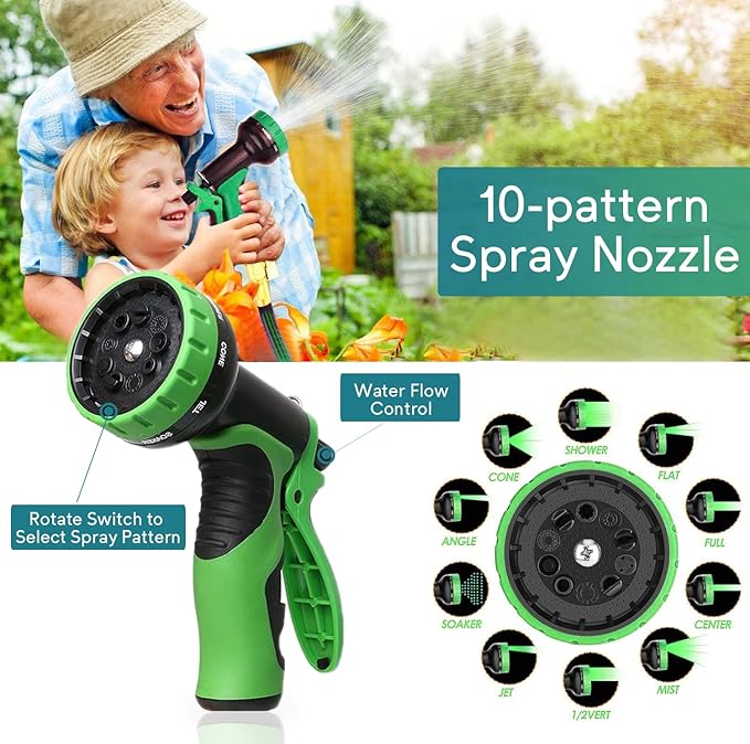 100 FT Expandable Garden Hose, 2025 New Flexible Water Hose 100FT with Leakproof Solid Brass Fittings, Reinforced Extra Strong Outer Fabric & Durable 3-layer Latex Core, Ultra Lightweight, No Kink