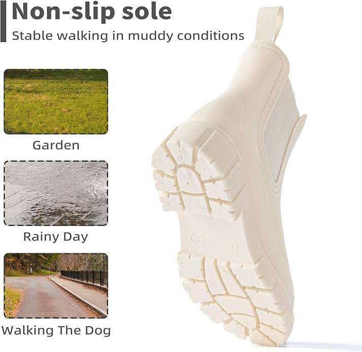 Drecage Womens Rain Boots Waterproof Rubber Garden Shoes Short Ankle Chelsea Boots Slip-Resistant
