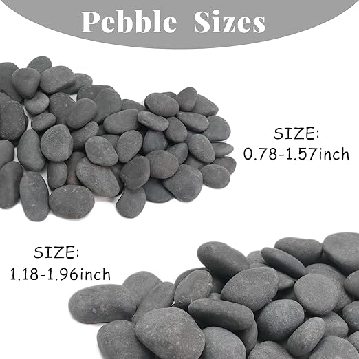 20LB Black Stones Pebbles River Rocks, Natural Beach Pebbles, 0.8-1.5" Decorative Rocks- Ideal for Garden Landscaping, Home Decor, Aquariums, Painting, Crafting and Gifts, Black Colors