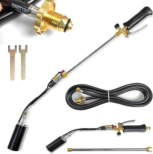 Torch Weed Burner High Output 1,200,000 BTU Blow Torch for Weed，with 11.5FT Hose，Torch with Flame Control For Weeding，Melting Snow, Road Marking，Garden, Wood, Snow, Stumps (Black)