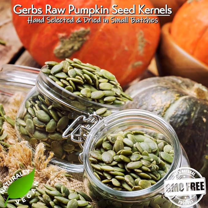 Gerbs Raw Pumpkin Seed Kernels 1 lb. | North American Grown, No Additives, Resealable Bag | Mild & Crunchy Texture | Top 14 Allergen-Free