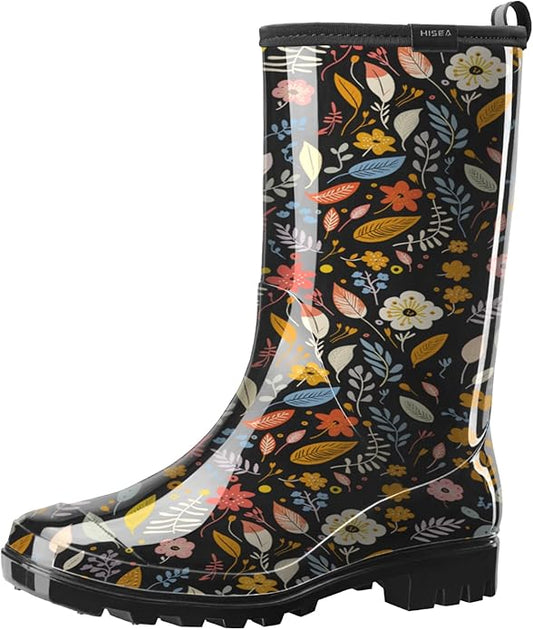 HISEA Women's Rain Boots Waterproof Mid Calf Garden Boots for Women