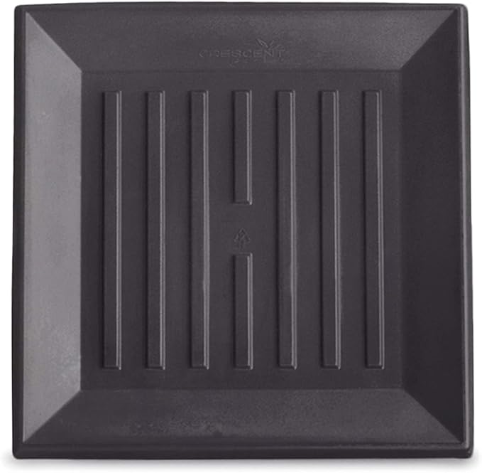 Crescent Garden Universal Square Plant Saucer, Durable Plant Tray for Square Planter, Heavy-Duty Plastic Drainage Dish, Indoor/Outdoor Flowerpot Saucer - 9'' Inner x 12.5" Outer (Old Bronze)