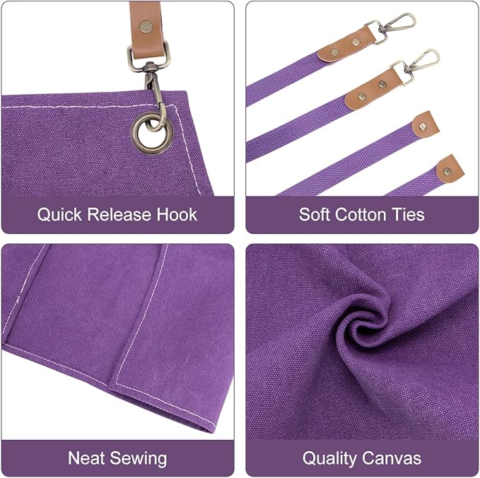 Apron for Men Women with Pockets Cotton Canvas Cross Back Heavy Duty Adjustable Work Apron