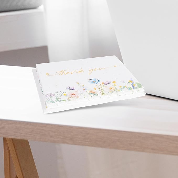 Thank You Set Greeting Card – Plantable Wildflower Seed Paper for Gifts, Special Events Like Mother's Day, and Other Milestone Celebrations