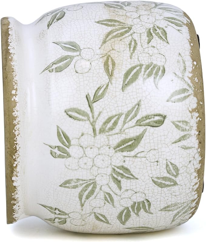 Ceramic Pot for Planter, Vintage Flower Pot with Drainage Holes, 6.29 inch Ice Crack Glazed Indoor Planters Pot (Vintage)