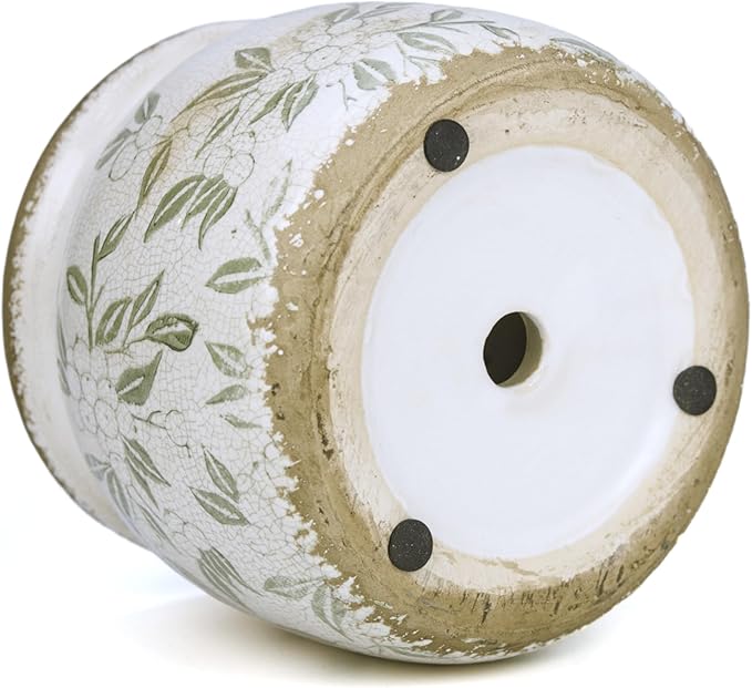 Ceramic Pot for Planter, Vintage Flower Pot with Drainage Holes, 6.29 inch Ice Crack Glazed Indoor Planters Pot (Vintage)