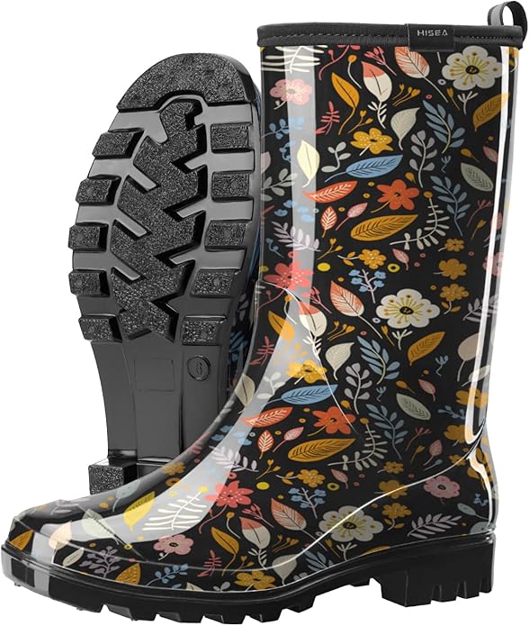 HISEA Women's Rain Boots Waterproof Mid Calf Garden Boots for Women