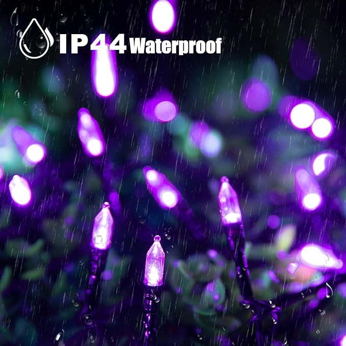 Minetom Halloween String Lights Outdoor, 98 Feet 300 Led Christmas Lights with 8 Lighting Modes for Halloween Party Christmas Xmas Tree Lights Decor(Purple)