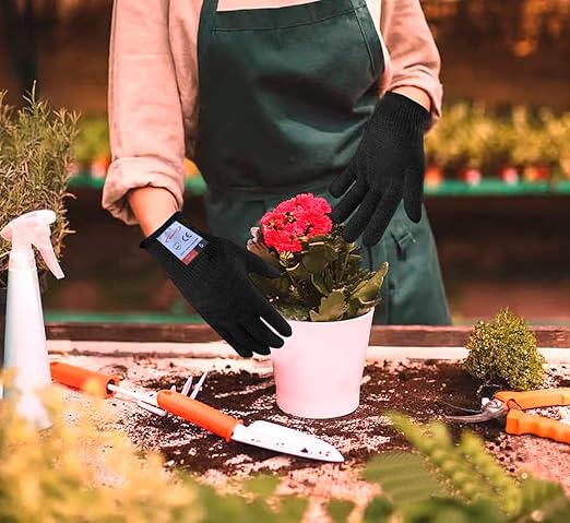 Cutting Gloves, 1 Pairs of Cut Resistant Gloves Food Grade, Cut Resistant Gloves for Kitchen, Oyster Shucking, Fish Fillet Processing, Carving Wood and Gardening(Large-Black)