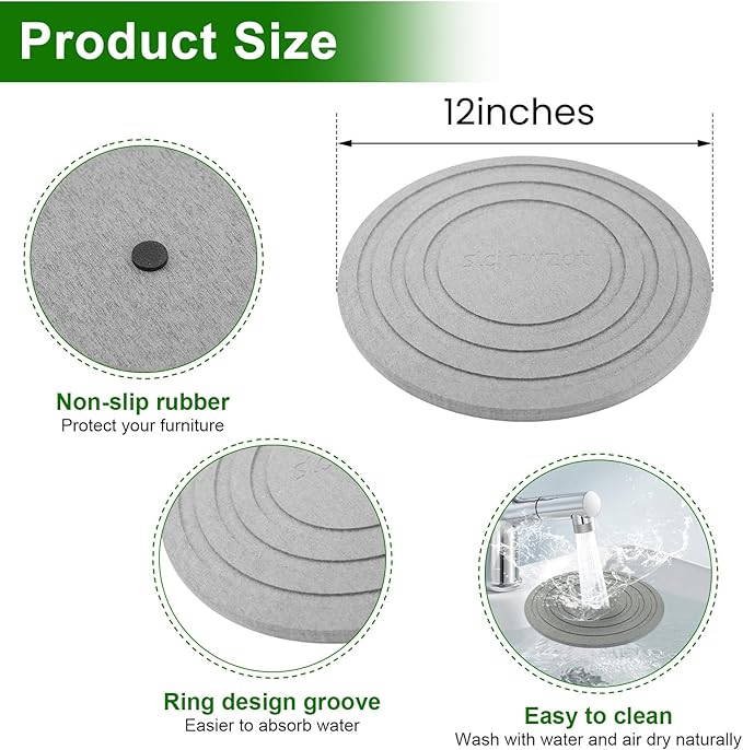 2 Pack of 12 Inch Plant Saucers for Indoors, Diatomaceous Earth Plant Trays for Indoors No Holes, Plant Trays for Pots, Stone Quick Drying Tray Plant Plates to Catch Water Indoor Plants and Absorbent