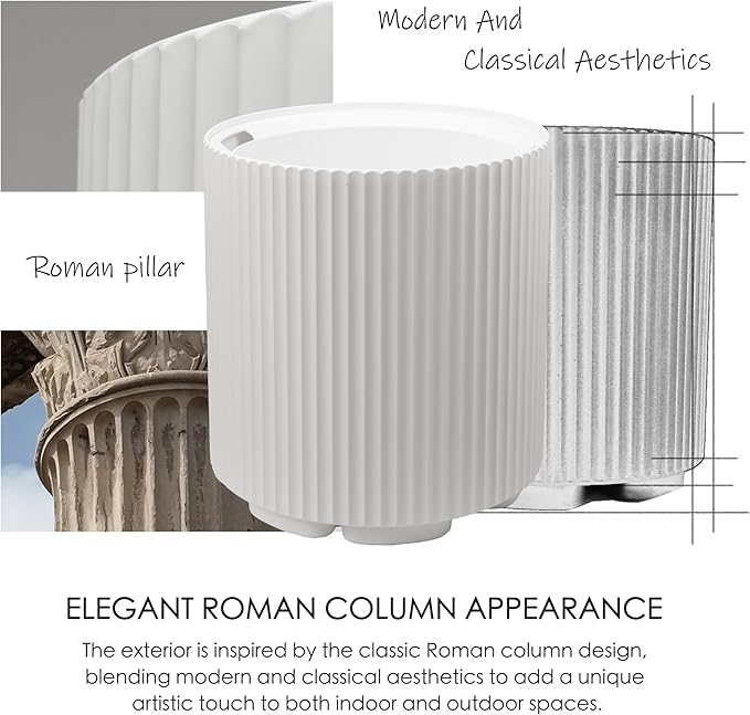 Kozyard Round Planter 16’’H Plant Pots for Indoor Outdoor Porch, Patio, Backyard Planters with Water Reservoir Modern Décor for Tall Plants, Flowers (16inch/White)