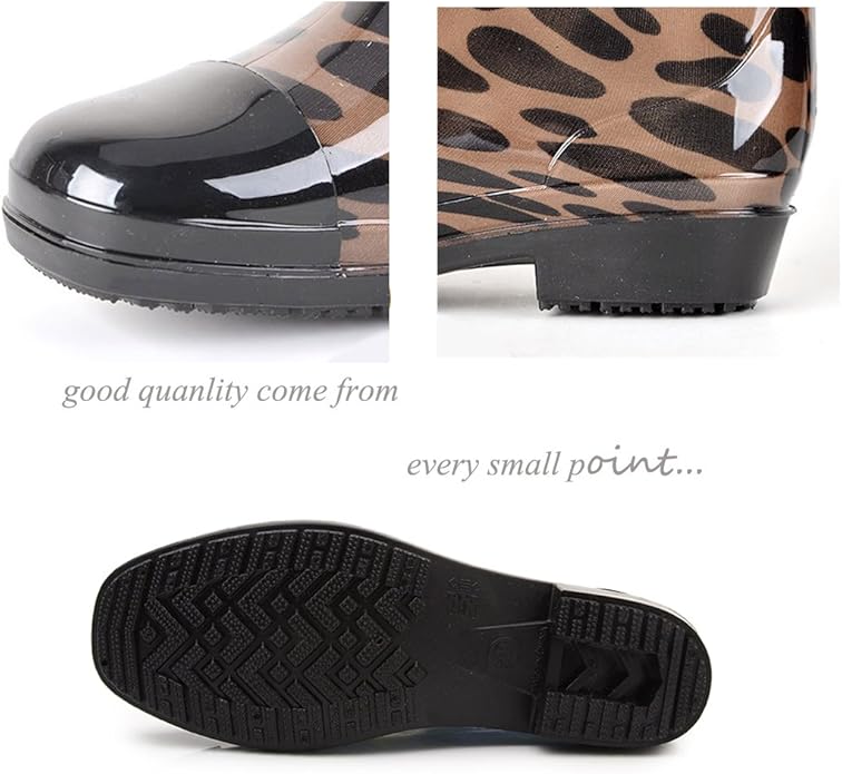 Women Half Calf Rubber Rainboots Leopard gerbera Red Floral Printed Waterproof Rubber Garden rain footwear