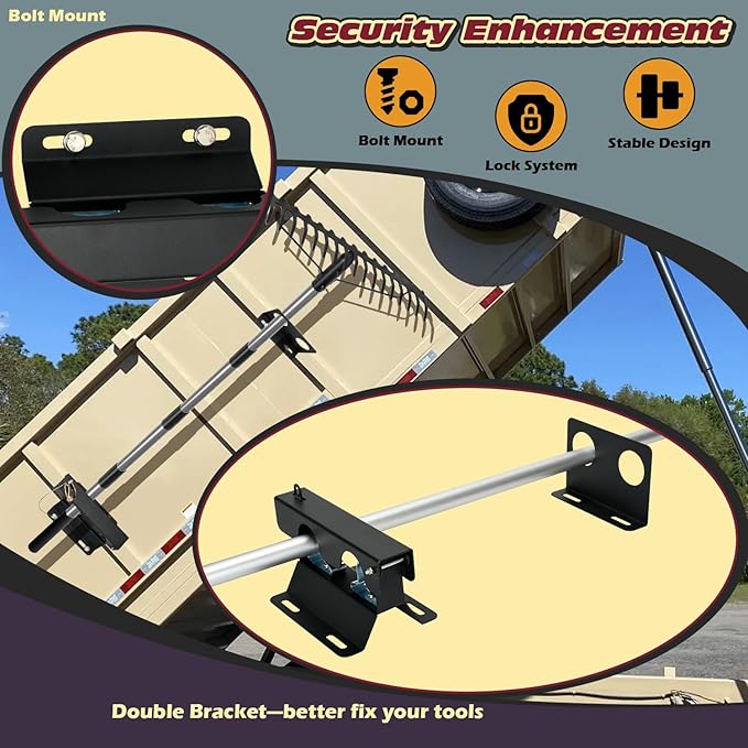 TOPOWN 2-Hole Heavy Duty Shovel Holder for Truck Bed with Double Fixation, Adjustable Landscape Tool Rack Truck Bed Mount for Shovels, Tool Holder for Rakes, Garden Tools, Farm Tools (Bed & Box Mount)