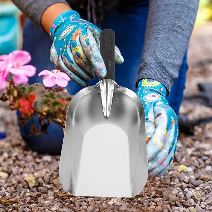 Kisangel Stainless Steel Square Shovel Small Gardening Hand Shovel Garden Hand Trowel Gardening Tools Digging Rural Small 201 Stainless Steel