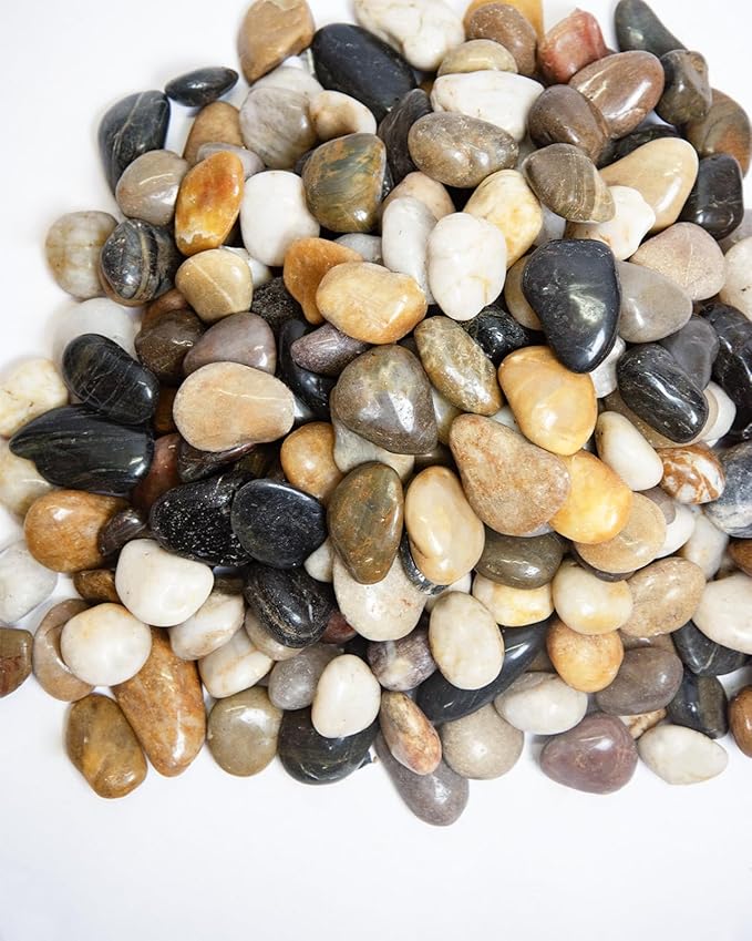 10 lbs River Rocks Pebbles 1-2 Inch Polished Decorative Stones Natural Pebbles for Plants,Aquarium Gravel,Vase Fillers,Zen Garden & Succulent Bowl - Smooth Indoor/Outdoor Landscaping Stones