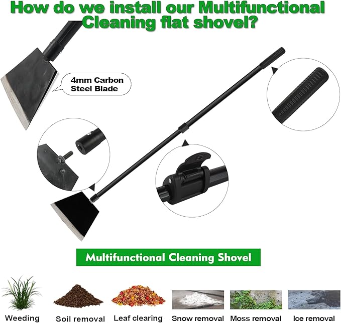 Floor Scraper, Garden Scraper Shovel, Cleaning Remove Tool With 88in Long Handle,Sturdy Tile Scraper for Ice, Tiles, Ceiling, Concrete, Tape, Glue - Heavy Duty Sharp Blade (4mm Thickness)