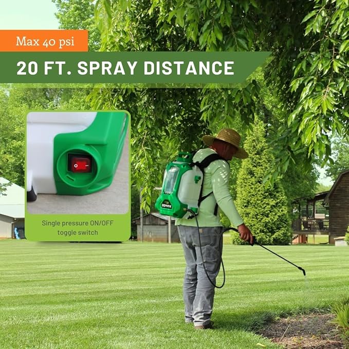 FlowZone Zephyr Flow Optimized QuickSwap Compatible Battery Powered Backpack Sprayer - 4 Gallon Electric Sprayer for Lawn, Garden, Pest Control (Battery + Charger Included)