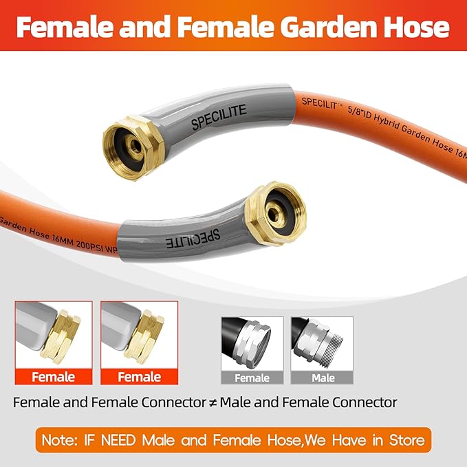 SPECILITE Garden Water Hose 3 ft x 5/8 in with Female to Female Connector, Small Leader Hose for Hose Reel, Heavy Duty, Flexible & Lightweight, Water Pipe, Outdoor Water Hose Extension Adapter
