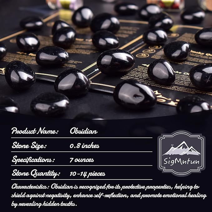 Polished Stone Set Obsidian Crystals, 0.8" Handpicked Tumbled Gemstones Rocks, Pebbles for Reiki, Chakra, Healing, Home Decor