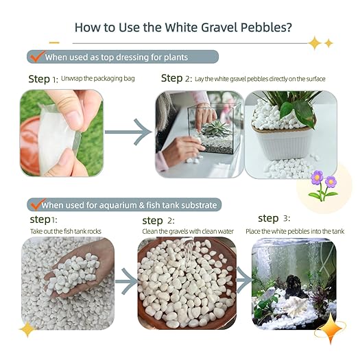 45LB Bulk White Gravel, Approx. 0.6 Inch Natural Unpolished Decorative Crushed Stones, River Rocks for Landscaping, Garden Projects, Driveways, Cactus, Planters, Vases, Aquariums, Outdoor Drainage Use