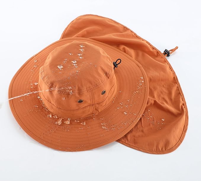 Home Prefer UPF50 Mens Sun Hat with Neck Flap Quick Dry UV Protection Cap Womens Wide Brim Fishing Hat Neck Flap Beach Garden