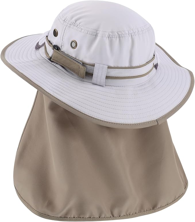 Home Prefer UPF50 Mens Sun Hat with Neck Flap Quick Dry UV Protection Cap Womens Wide Brim Fishing Hat Neck Flap Beach Garden